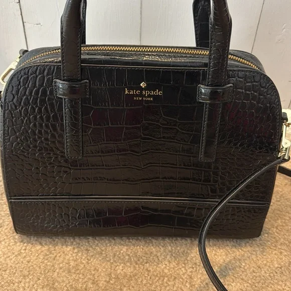Kate Spade Black Purse with Strap crocodile style - Picture 3 of 6
